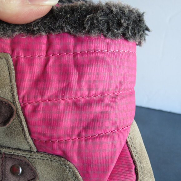 Khombu Girl's Pink Snow Boots Steel Shank Lace Up Winter Suede Faux Fur Size 1 - Picture 12 of 12